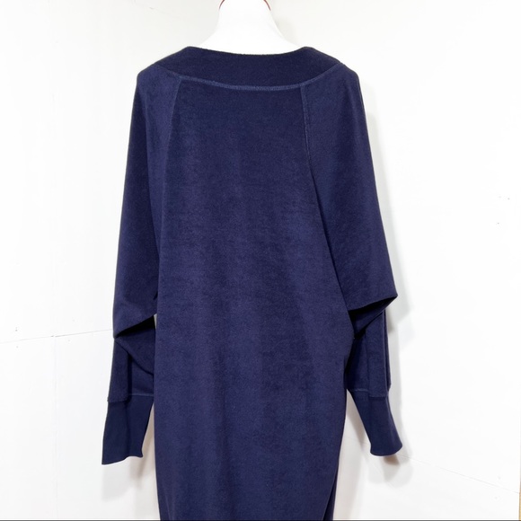 SOLD-NWT Anthropologie Slouchy Navy Blue Terry Sweatshirt Dolman Cocoon Dress - Picture 4 of 11